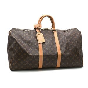 Louis Vuitton Keepall Monogram Boston Bag Travel Handbag Brown